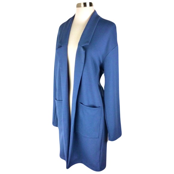 Leith Womens Trench Coat Lightweight Open-Front Blue Stretch - Picture 2 of 12